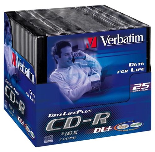 Verst&auml;rker und Receiver: Verbatim 48x 700 MB SuoerAZO Crystal Surface Slim Case 25er Tray (Data f. Life) CD-Rohlinge