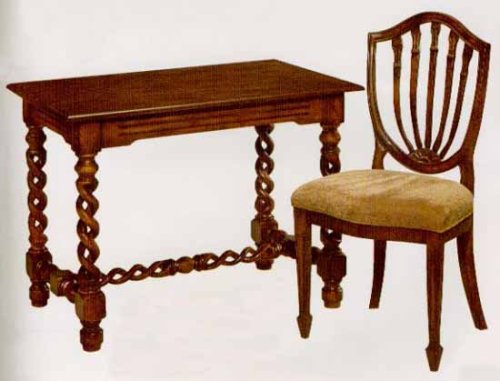 Spiral Desk And Chair Set With Aged Pecan Finish 
