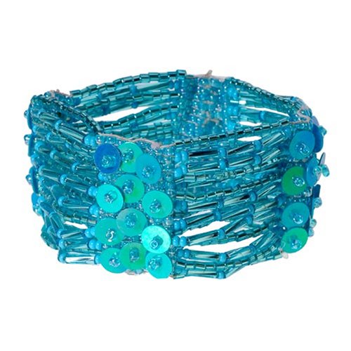 Turquoise Blue Pipe Beaded Stretch Bracelet