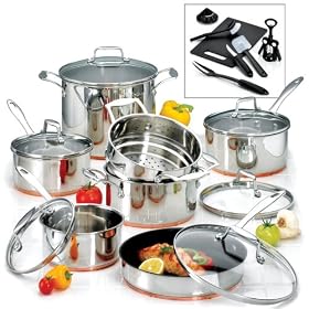 13pc. Revere Culinary Classic Copper Encapsulated with Tri-ply Bottoms and Glass Lids, 18... by CSB Commodities