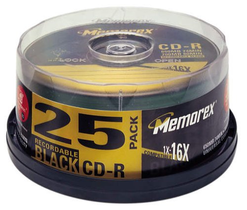 MP3 Player: Memorex CD-Rohlinge CD-R 700MB (max. 16x) schwarz 25er-Spindel