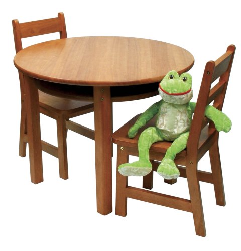 Lipper International 524P Child's Round Table and 2-Chair Set, Pecan