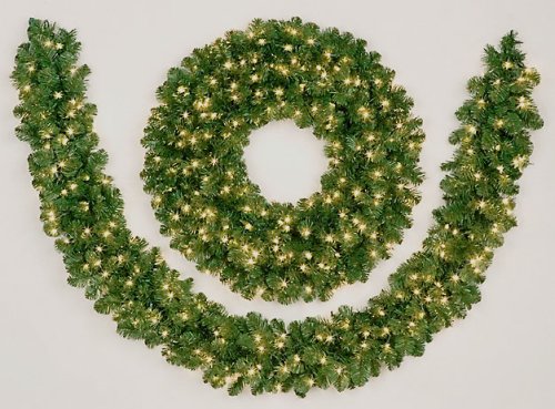 36" Swiss Alpine Spruce Wreath with Multi-Color Lights - Pre-Lit Artificial Christmas Wreath - 150 lights - 295 tips