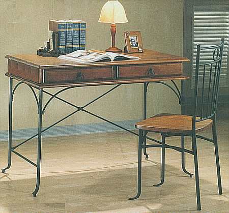 Wood and Metal Desk and Chair Set