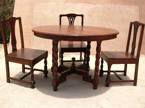 5 pc Solid Wood Round Dining Breakfast Kitchen Dinette Table Furniture