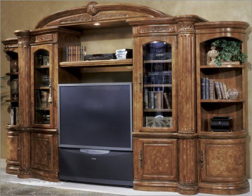AICO Monte Carlo Entertainment Wall Series Monte Carlo Entertainment Center in Classic Pecan