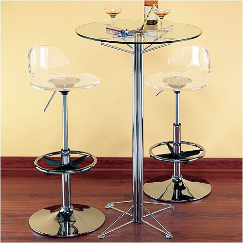 LumiSource BS-ACRYLIC, DT-BAR TABLE Stella Bar Table and Acrylic Bar Stools