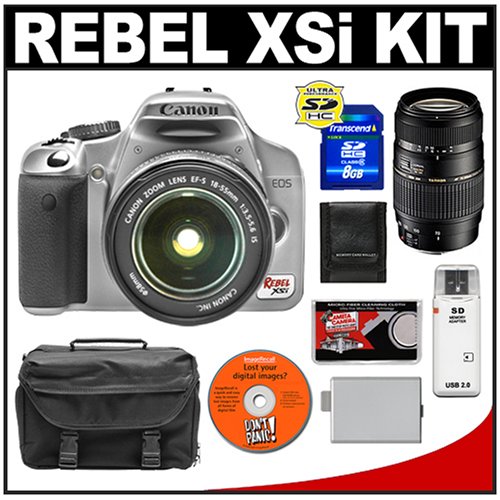 Canon EOS Digital Rebel XSi 12.2-Megapixel SLR Camera & Canon EFS 18-55mm f/3.5-5.6 IS Zoom Lens + Tamron 70-300mm f/4-5.6 Di LD Macro Autofocus Lens + 8GB SD Memory Card + LP-E5 Battery + Case + Cameta Bonus Accessory Kit