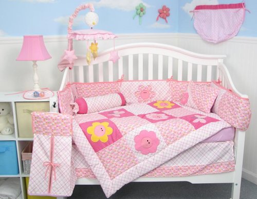 Mirabella Garden Pink Baby Crib Nursery Bedding Set 10pcs