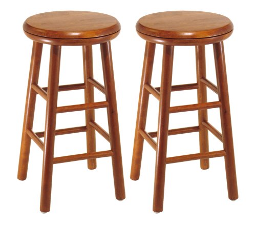 Winsome Wood Assembled 24-Inch Cherry Finish Swivel Stools, Set of 2 
