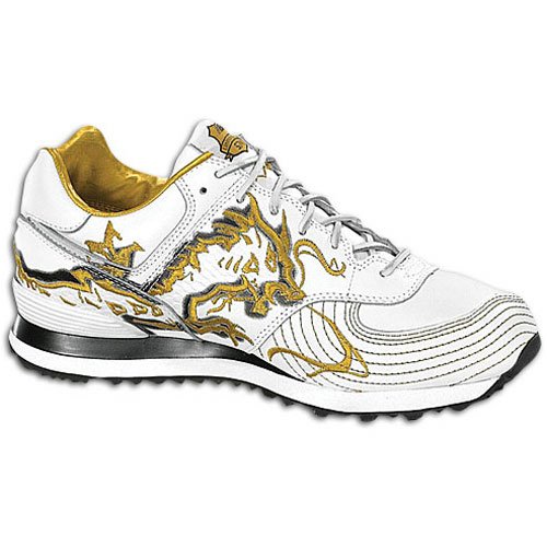 New Balance Men's 574 Leather ( sz. 11.0, White Leather )