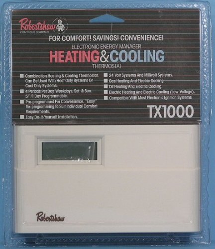 Robertshaw / LUX Programmable Digital TX1000 Heating and Cooling Thermostat TX-1000