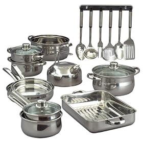 Stainless Steel 21-pc. Cookware Set by 