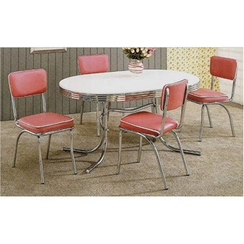 Set of 2 50's Retro Nostalgic Style Dining Chairs w/Rose Covered Cushioned