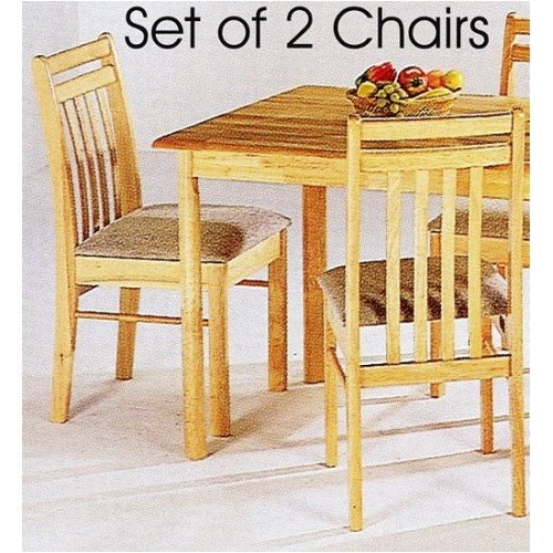 Set of 2 Natural Finish Dining Side Chairs