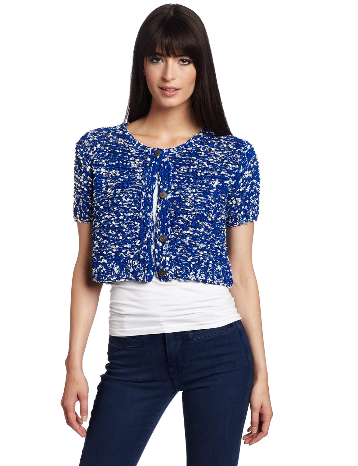 Cluny Women's Cropped Cardigan in blue color